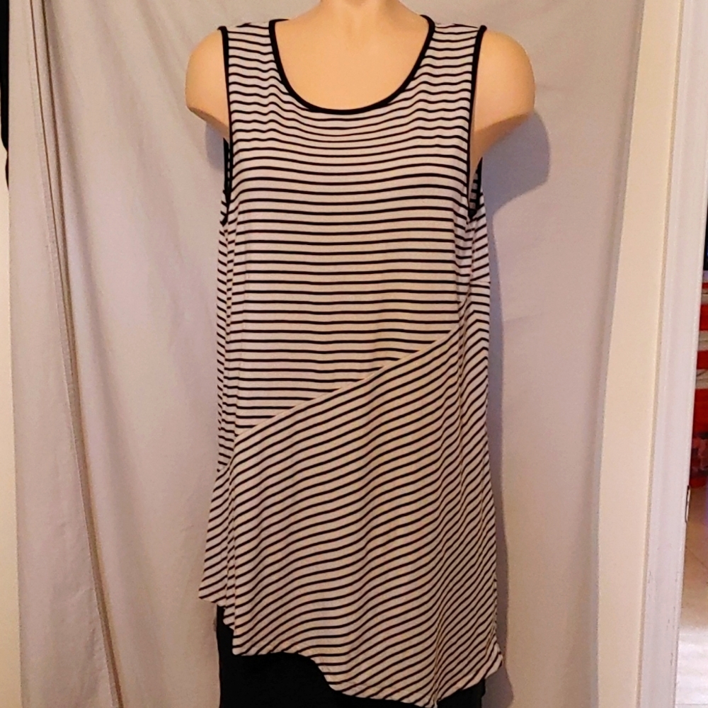 Vince Comuto asymmetrical striped tunic tank top